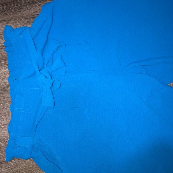 Bar III Moonbeam Blue Fashion Wide-Leg Paperbag Waist Tie-Front Pants XL NWT - Picture 7 of 9